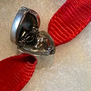Pandora sterling silver 14k gift from the heart charm bead engagement ring box